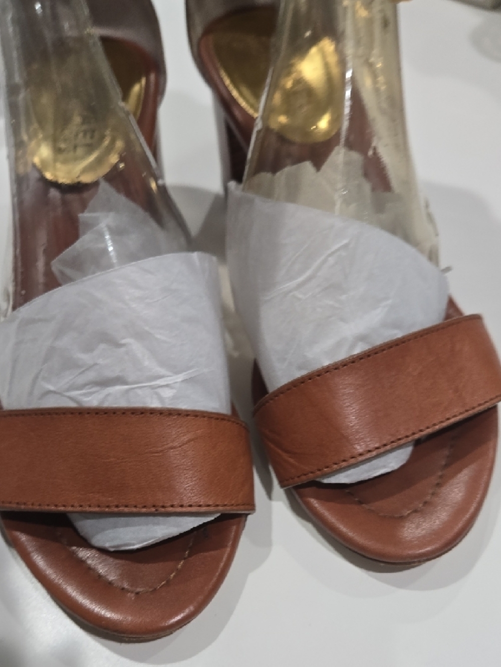 Michael Kors Cognac Leather Ankle-Strap Heels - Picture 7 of 7